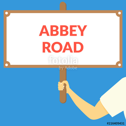 500x500 Abbey Road Hand Holding Wooden Sign Stock Image And Royalty Free