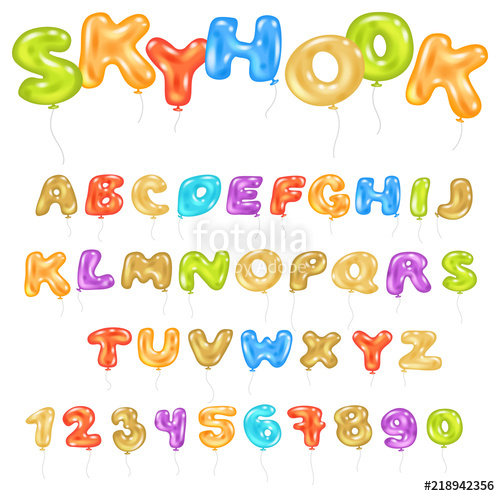 500x496 Alphabet Abc Vector Balloon Kids Alphabetical Font With Helium