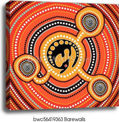 382x390 Aboriginal Art Vector Painting With Kangaroo, Connection Concept
