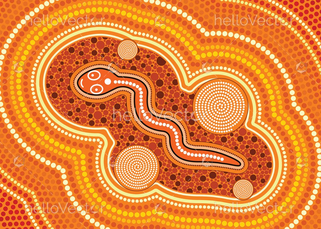1024x732 Aboriginal Art Vector Painting With Snake In Aboriginal