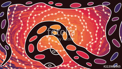 500x285 Aboriginal Art Vector Painting With Snake Stock Image