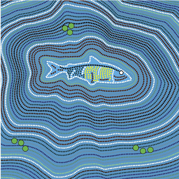 600x600 Aboriginal Art Vector Background Fish Art Print