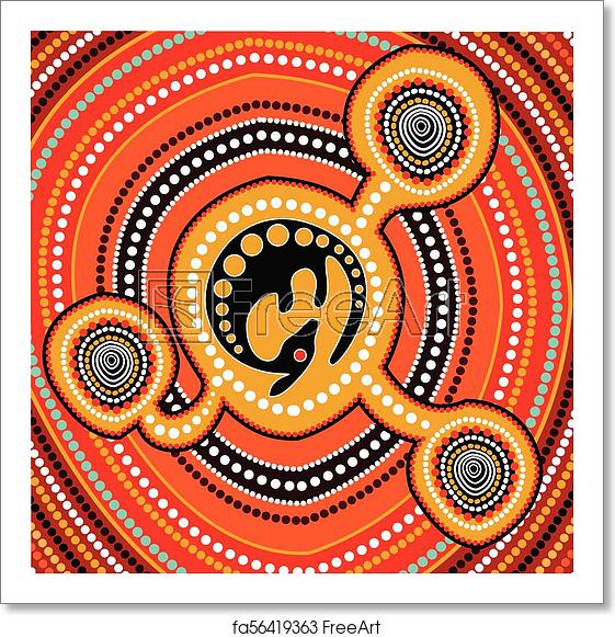 561x581 Free Art Print Of Aboriginal Art Vector Painting With Kangaroo