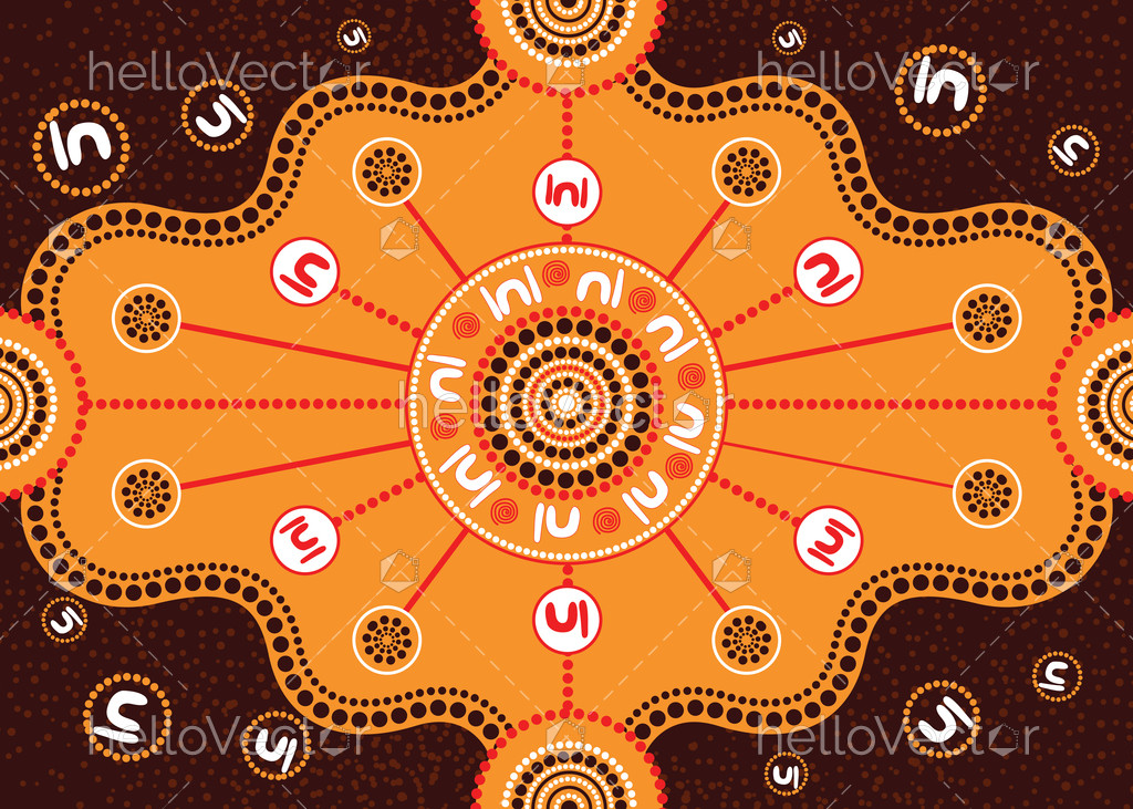 1024x731 Meeting Place, Aboriginal Art Vector Painting