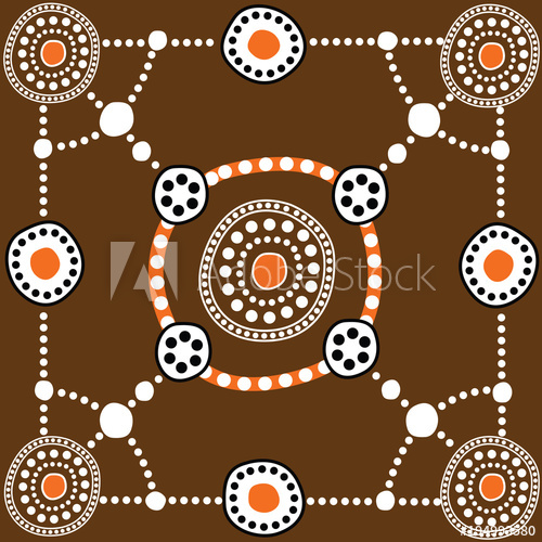 500x500 Aboriginal Art Vector Painting, Connection Concept, Illustration
