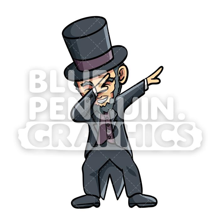 700x700 Abraham Abe Lincoln Dabbing Vector Cartoon Clipart Blue Penguin