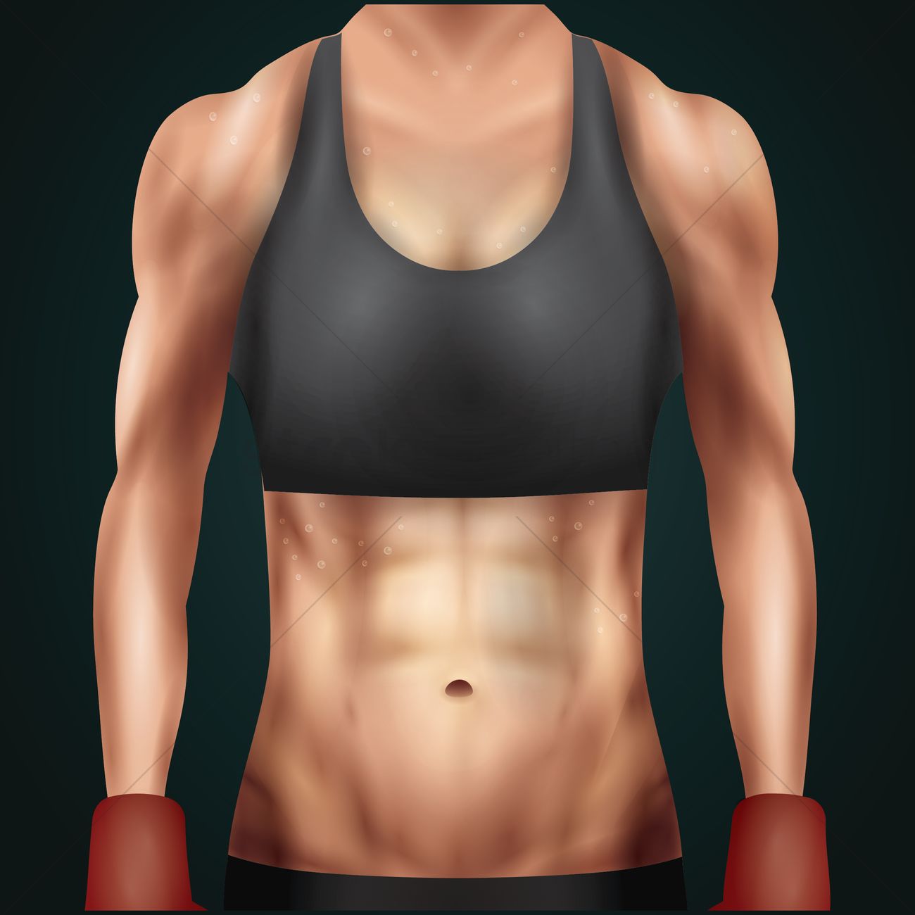 1300x1300 Fitness Woman Showing Abs Vector Image