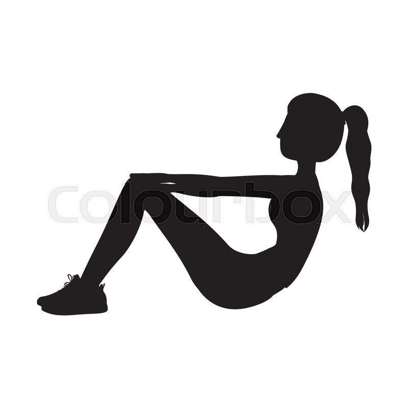 800x800 Silhouette With Woman Exercise Abs Stock Vector Colourbox