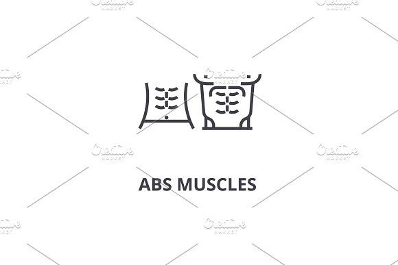 580x387 Abs Muscules Thin Line Icon, Sign, Symbol, Illustation, Linear