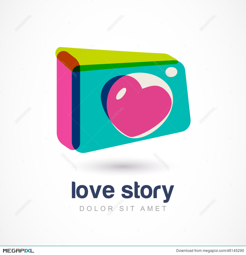 800x830 Abstract Colorful Photo Camera With Heart Lens Vector Logo Icon