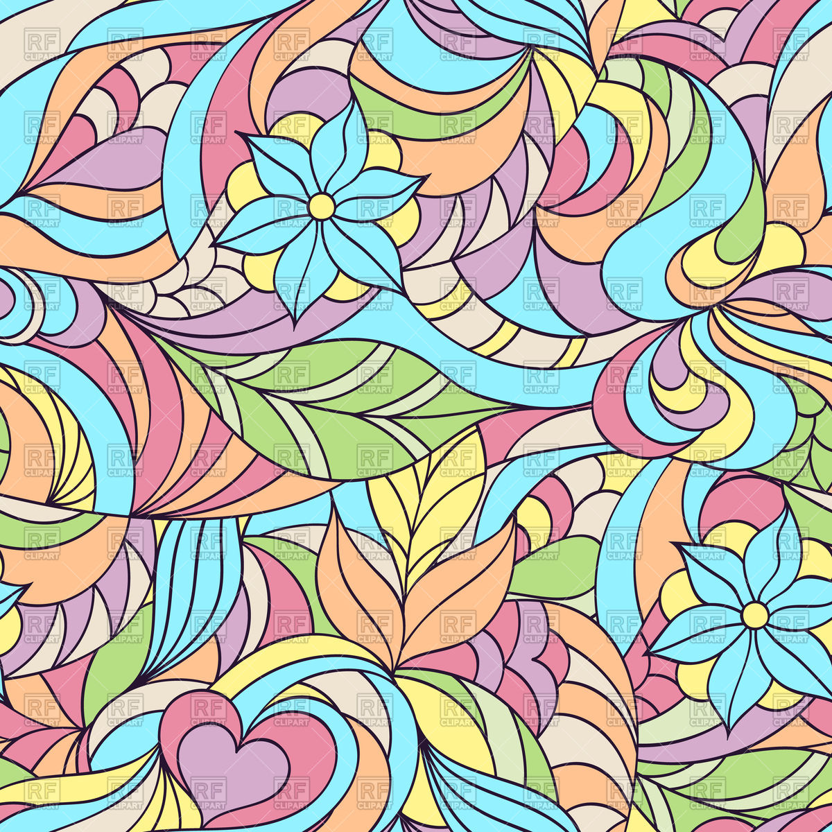 1200x1200 Colorful Abstract Floral Seamless Pattern Vector Image