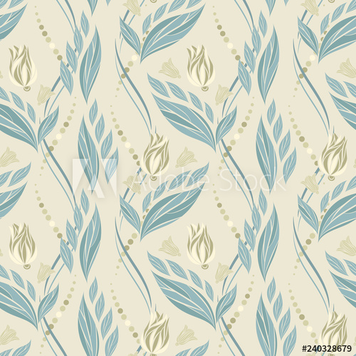 500x500 Seamless Vector Floral Pattern With Abstract Flowers And Leaves