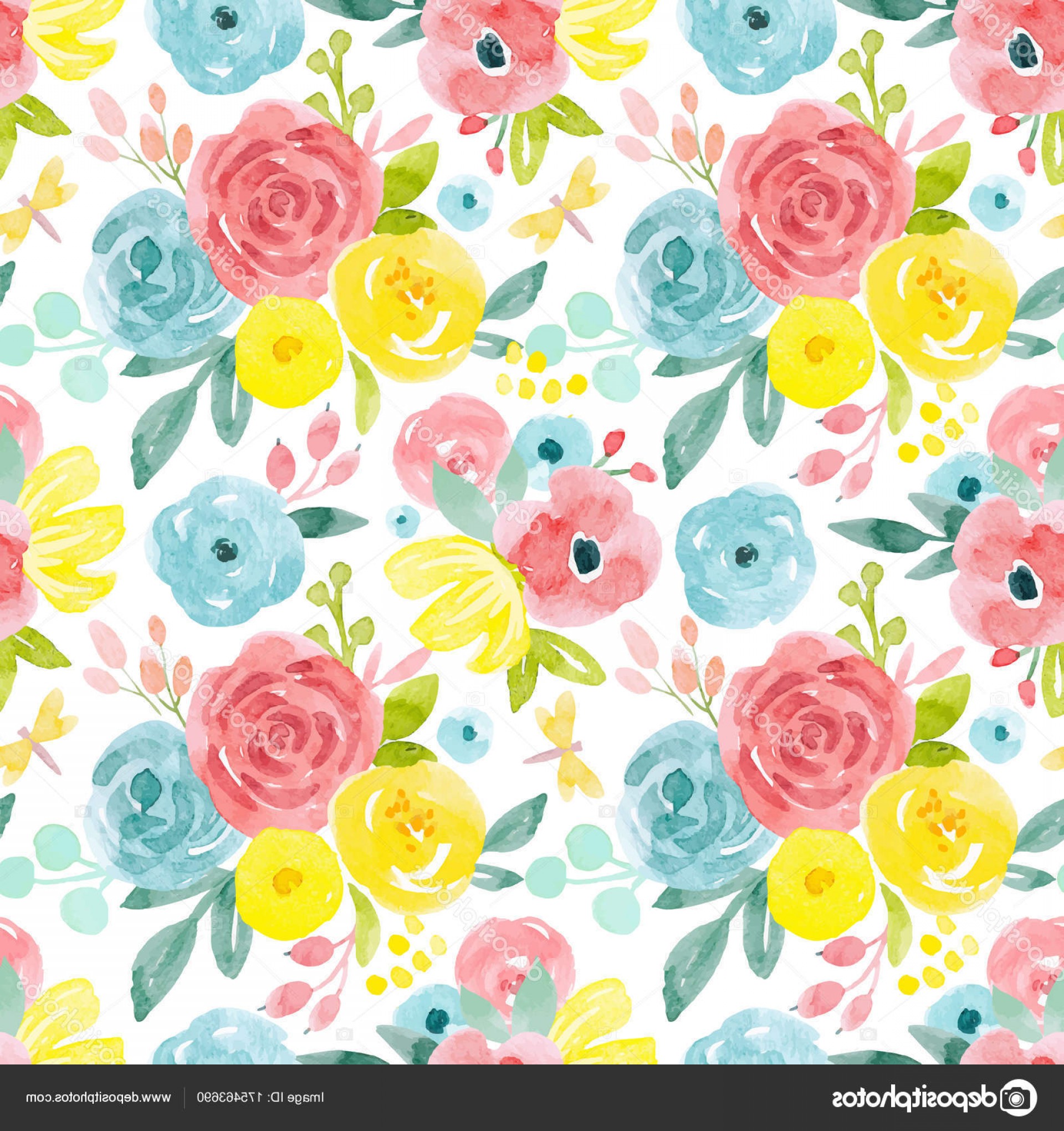 1920x2040 Stock Illustration Watercolor Abstract Floral Vector Pattern