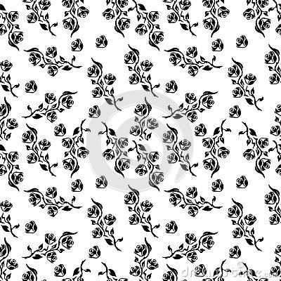 400x400 Vector Seamless Floral Pattern And Rose Flower Abstract Black