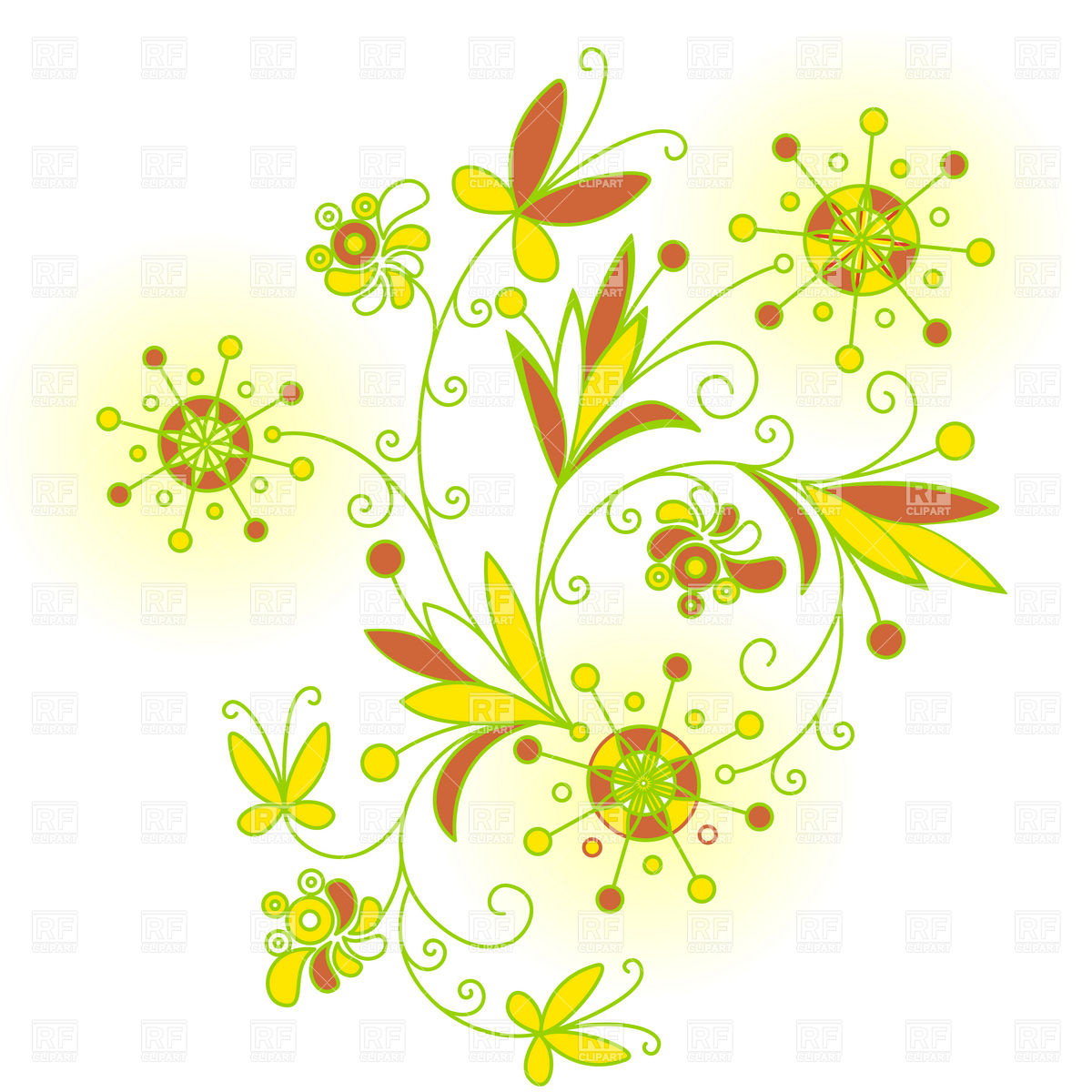 1200x1200 Abstract Floral Design With Symbolic Flowers Vector Image