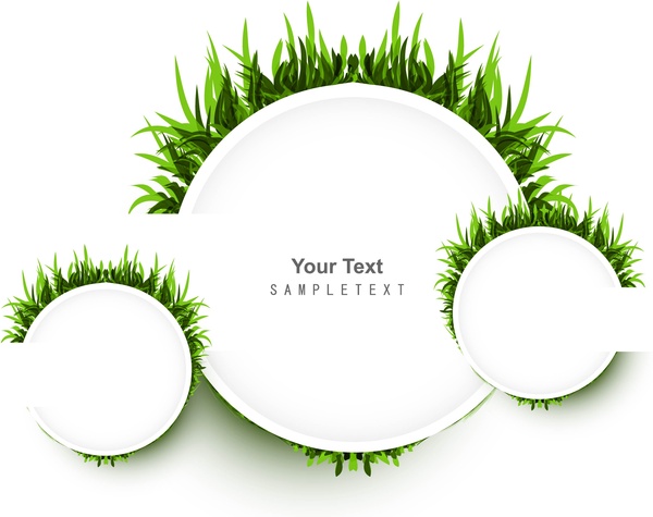 600x475 Abstract Green Grass Circle Frame Vector White Illustration Free
