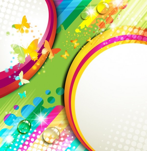 600x616 Rainbow Butterflies Abstract Vector Background