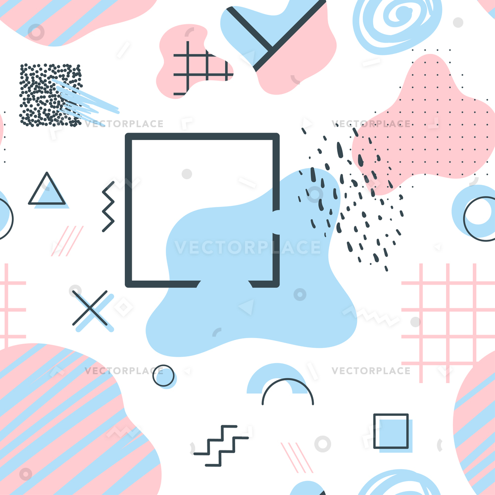 1000x1000 Memphis Style Seamless Pattern Geometrical Liquid Vector