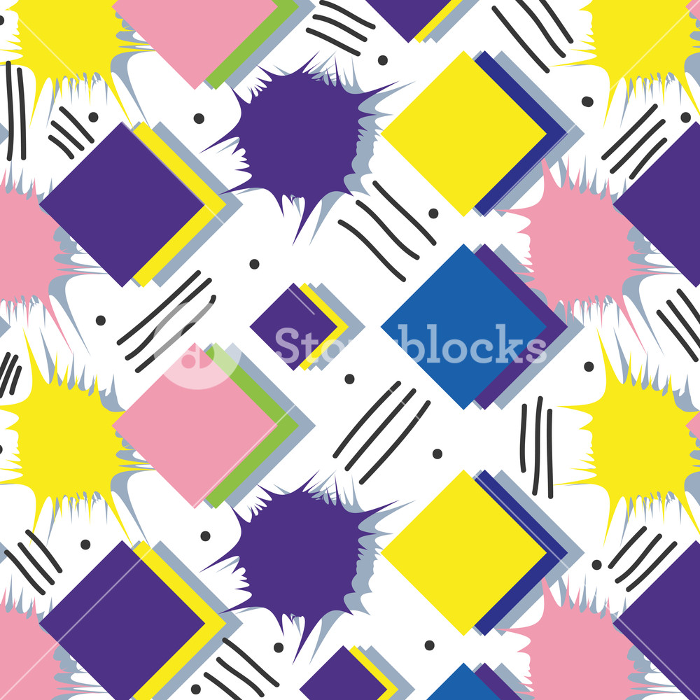 1000x1000 Memphis Style Abstract Square Background Vector Illustration