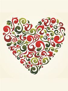 225x300 Print Poster Painting Abstract Love Heart Shape Inset Red Swirl