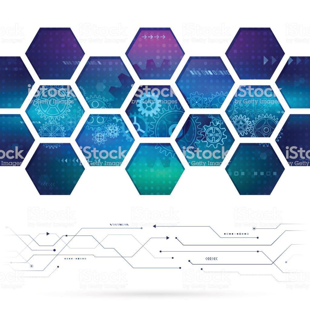 1024x1024 Abstract Technology Background With Hexagons And Gear Wheels Hi