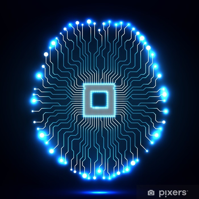 700x700 Neon Brain Cpu Circuit Board Abstract Technology Background
