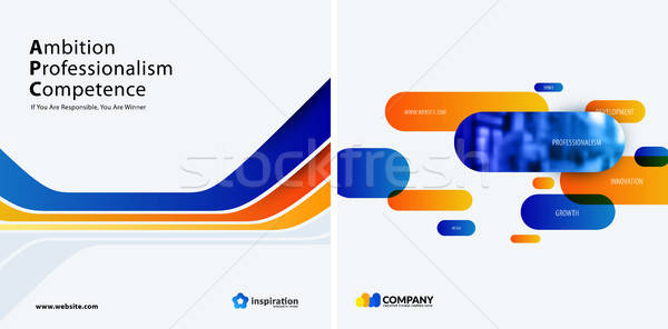 600x296 Set Of Blue Orange Abstract Vector Design For Graphic Template