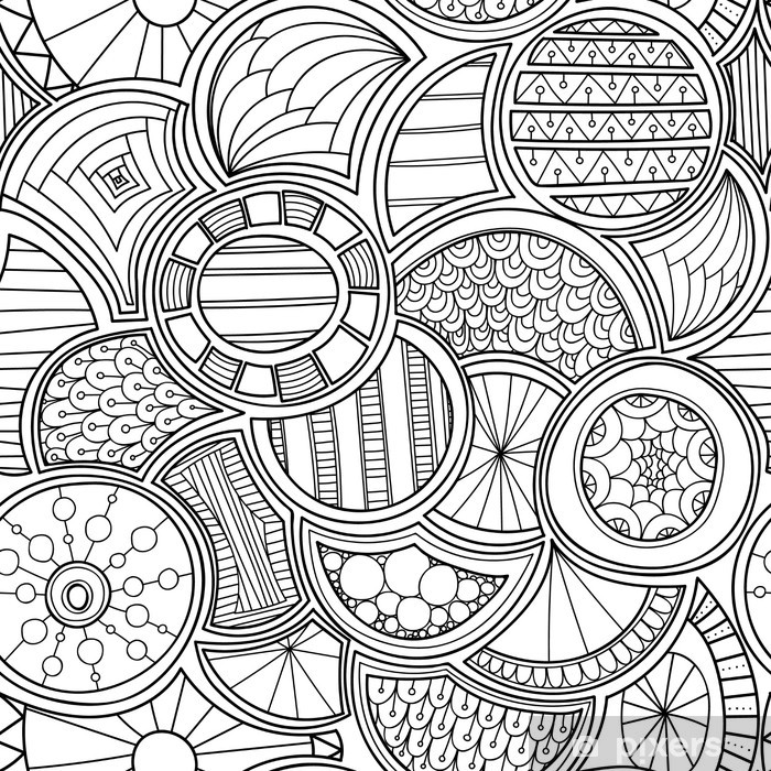 700x700 Zentangle Style Circles Seamless Pattern Doodle Black And White