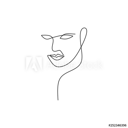 500x500 Abstract Face Continuous One Line Drawing Vector Illustration