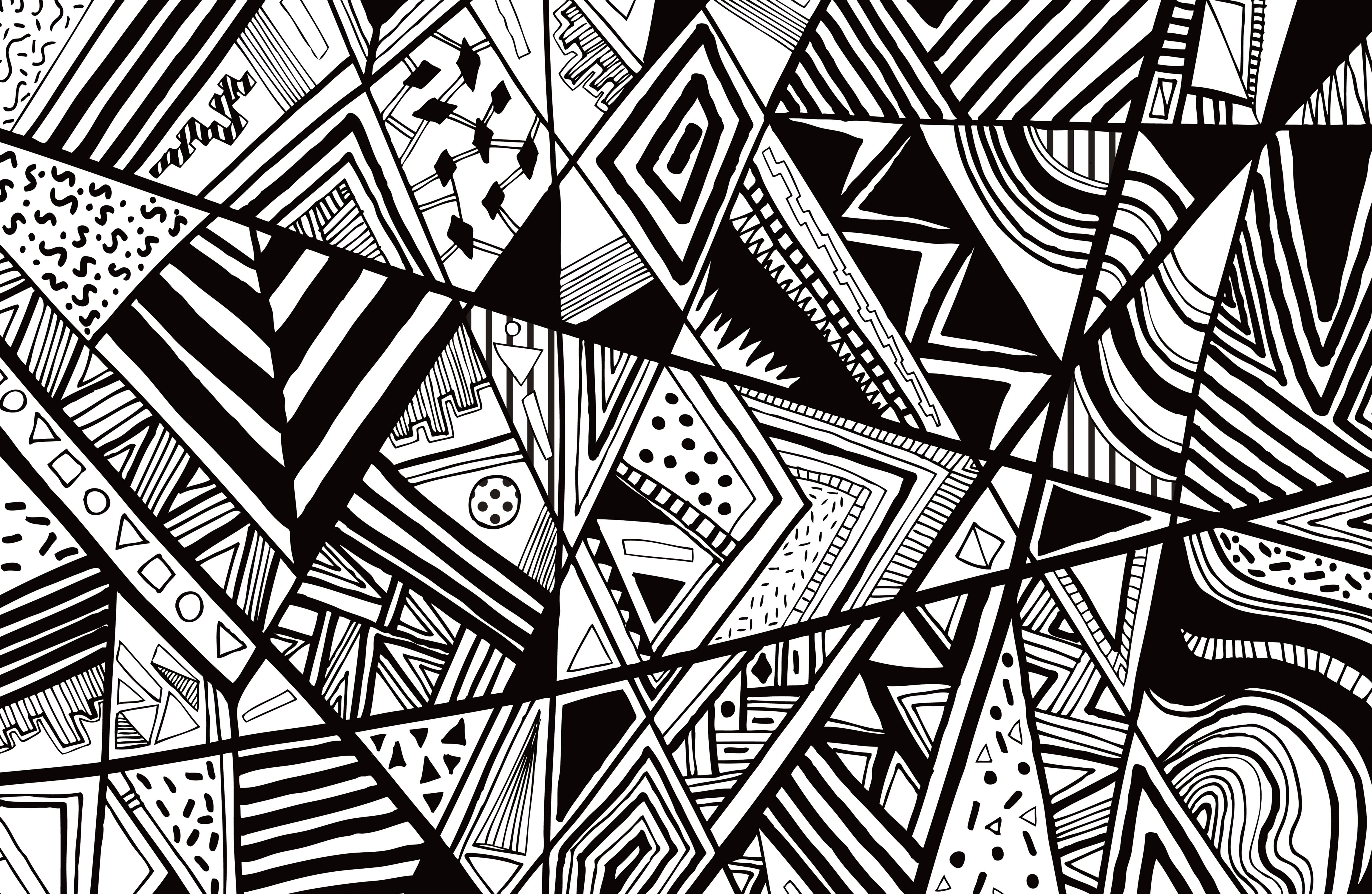 4600x3000 Black White Abstract Pattern Vector Line Drawing Graphic Pen