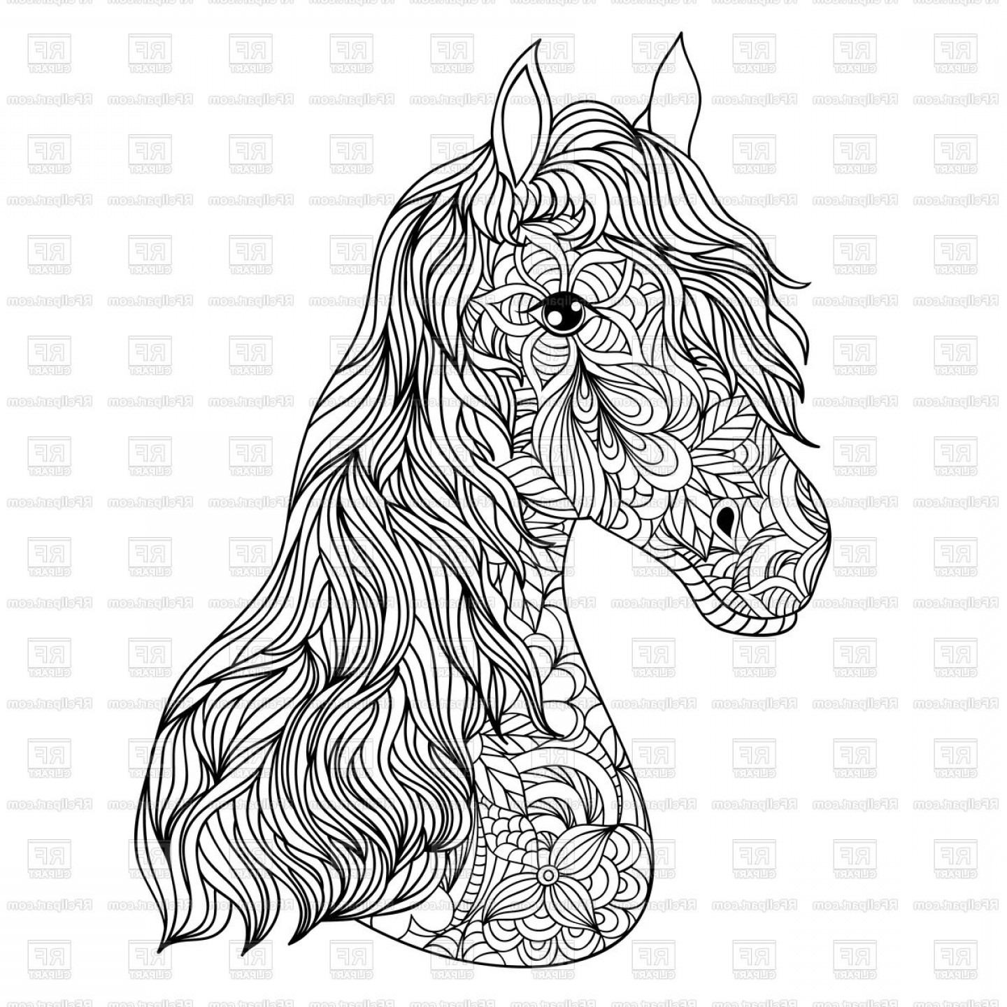 1440x1440 Abstract Hand Drawn Horse Vector Clipart Catchsplace