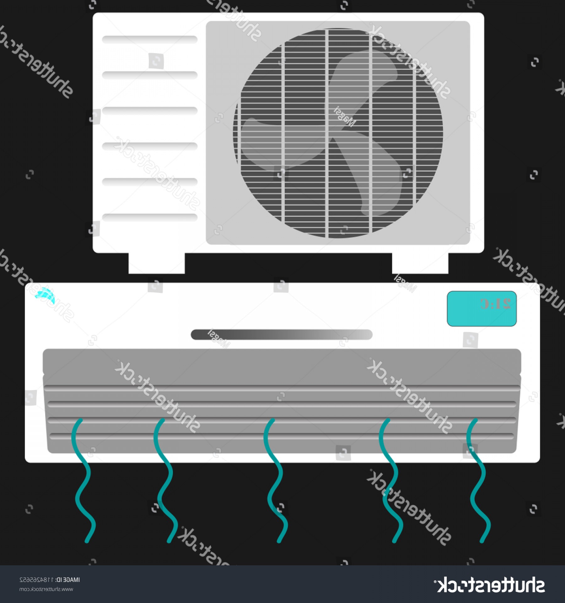 1800x1920 Stock Vector Split Ac With It S Compressor And Air Flow Handandbeak