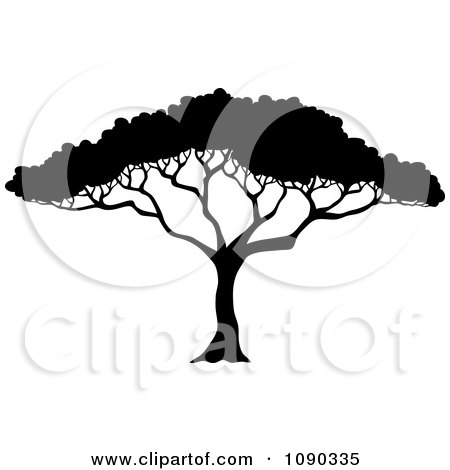 450x470 Clipart Silhouetted Acacia Tree With Lush Foliage