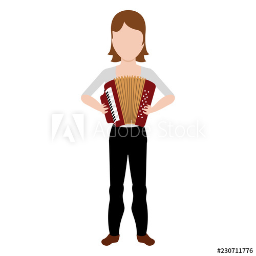 500x500 Female Avatar Playing An Accordion Vector Illustration Design