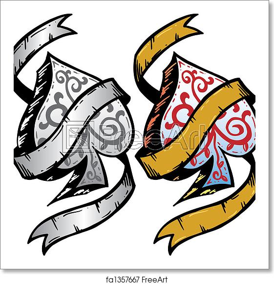 561x581 Free Art Print Of Ace Of Spades Tattoo Style Vector Illustration