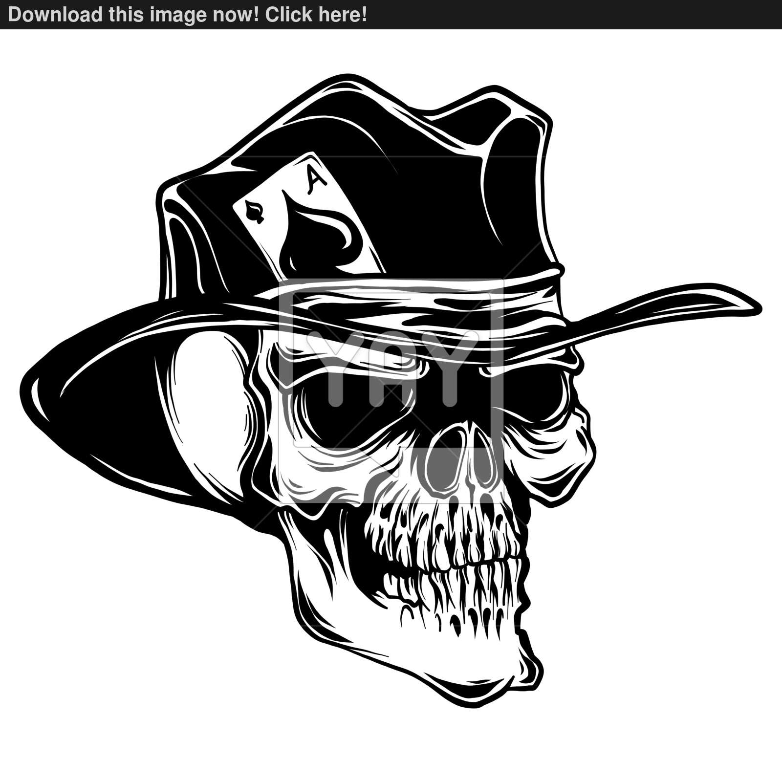 1600x1600 Vector Skull With Top Hat And Ace Of Spades Vector