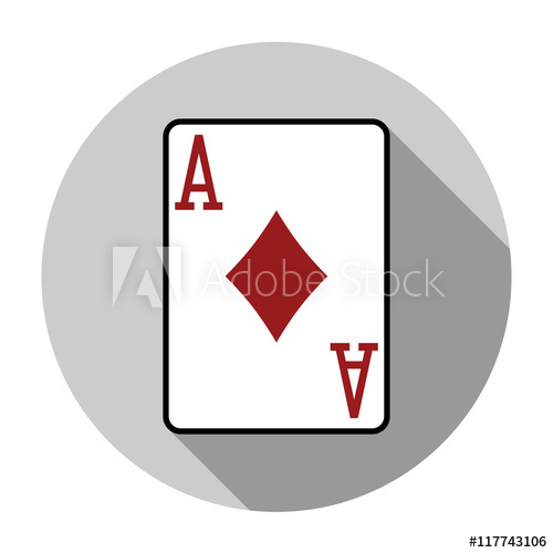 500x500 Flat Design Vector Ace Of Diamonds Icon, Isolated