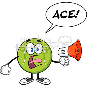 300x300 Tennis Ball Cartoon Mascot Character An Announcement Into