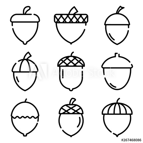500x500 Acorn Icons Set Outline Set Of Acorn Vector Icons For Web Design