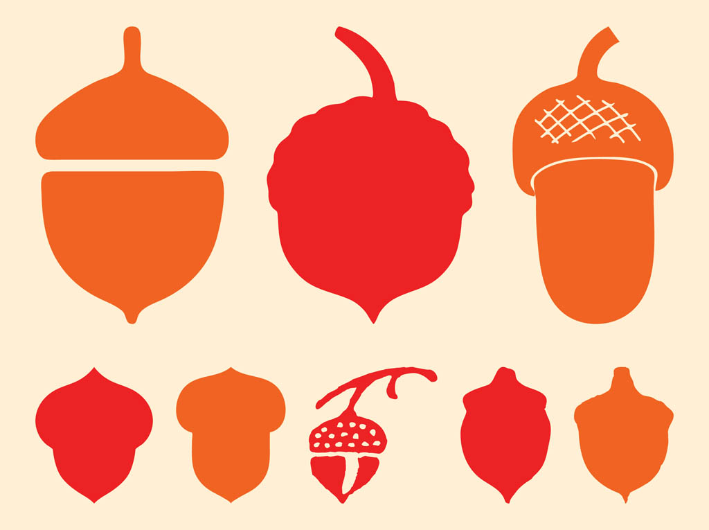 1024x765 Acorns Silhouettes Vector Art Graphics