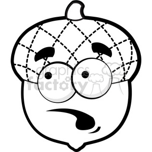 300x300 Clip Art Of Black White Surprised Acorn Vector Illustration