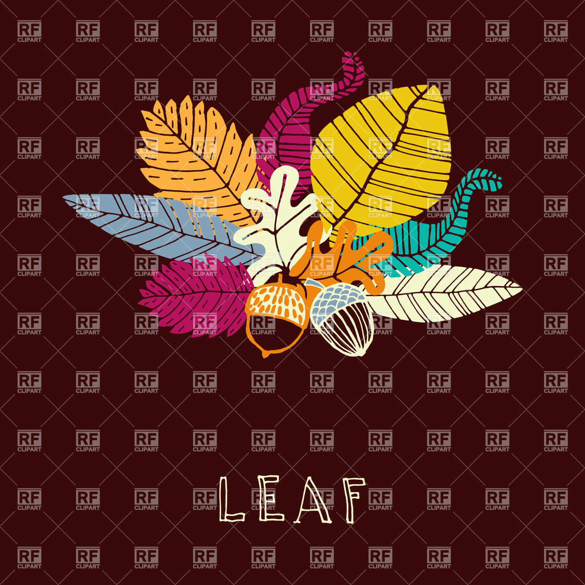 1200x1200 Vintage Autumn Card With Leaves And Acorn Vector Image