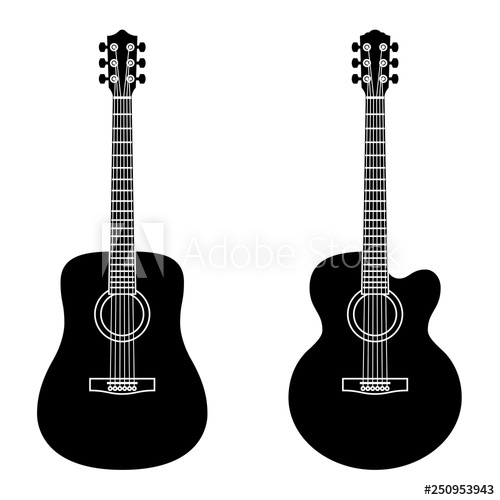 500x500 Acoustic Guitar Musical Instrument Silhouette Vector