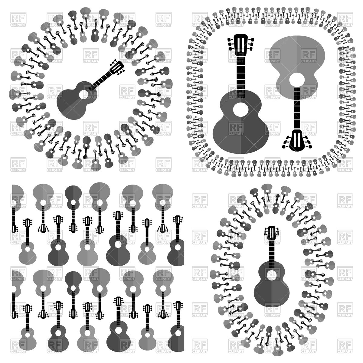 1200x1200 Acoustic Guitars Silhouettes Vector Image Of Design Elements
