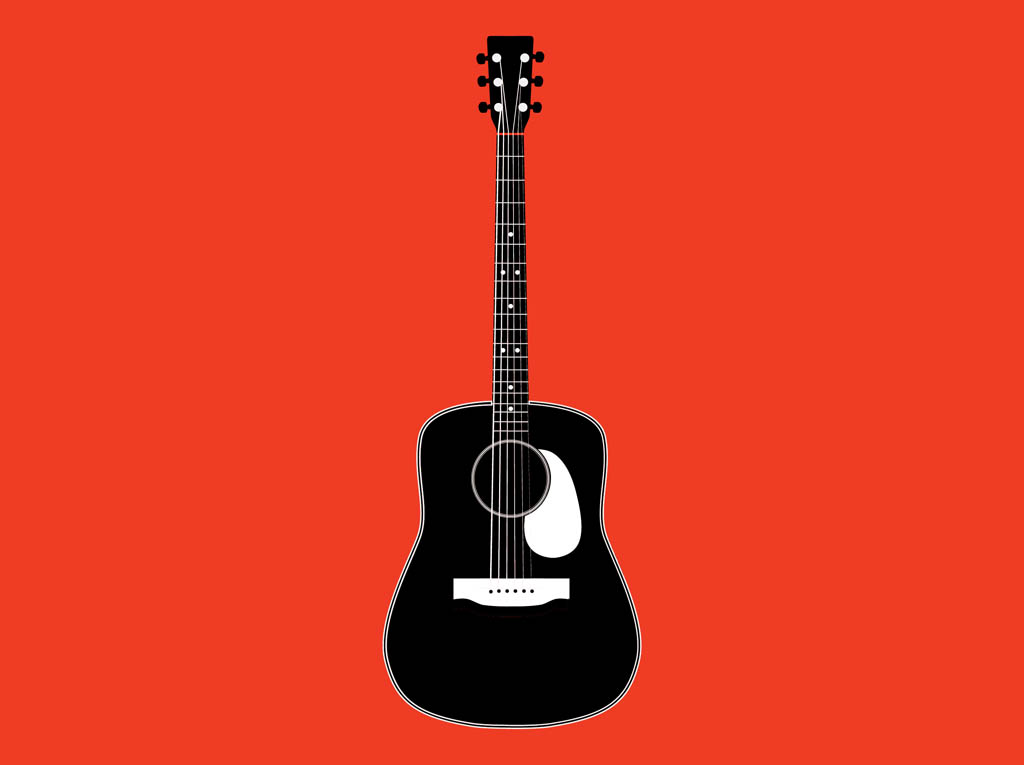 1024x765 Black And White Guitar Vector Art Graphics