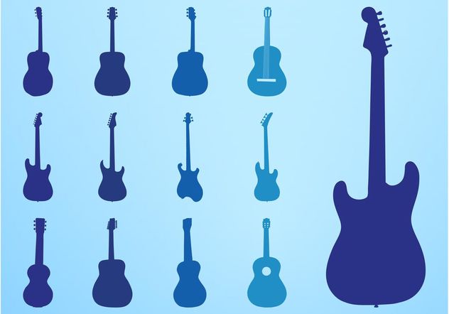 632x442 Guitar Silhouettes Set Free Vector Download Cannypic