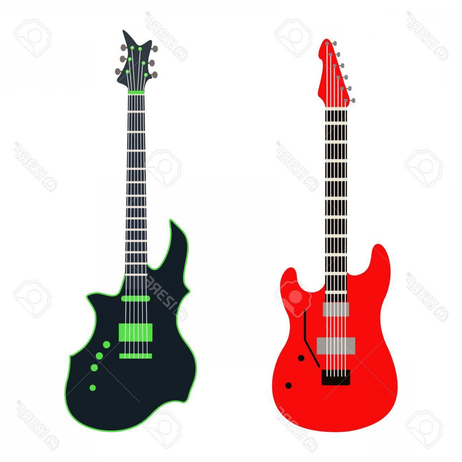 1560x1560 Photostock Vector Acoustic Electric Guitar Vector Icons Set