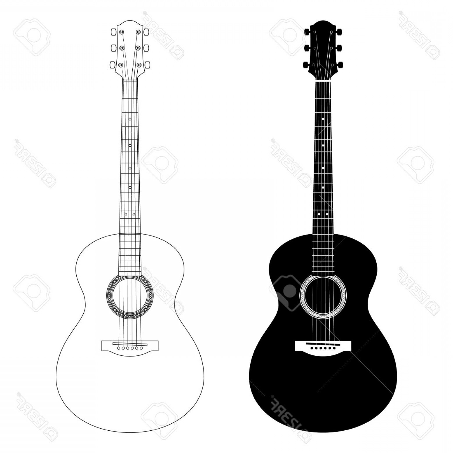 Acoustic Guitar Silhouette Vector at Vectorified.com | Collection of ...