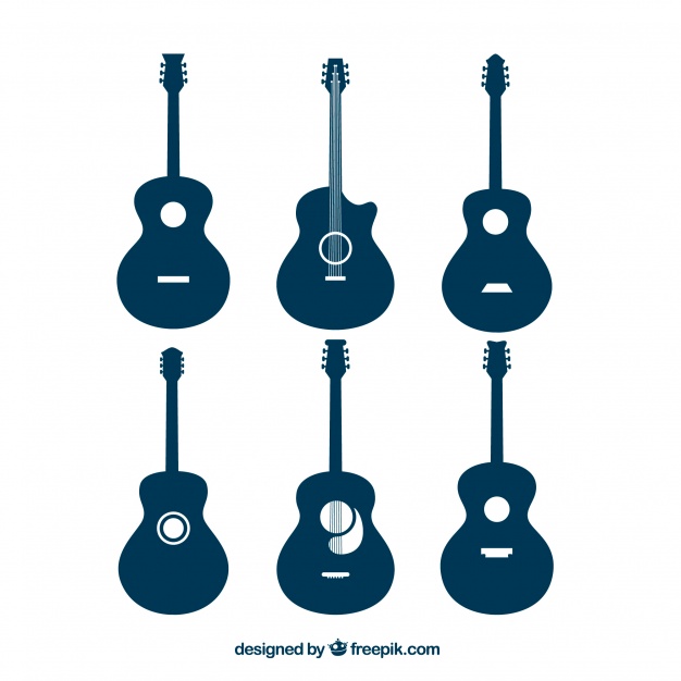 626x626 Selection Of Acoustic Guitar Silhouettes Vector Free Download