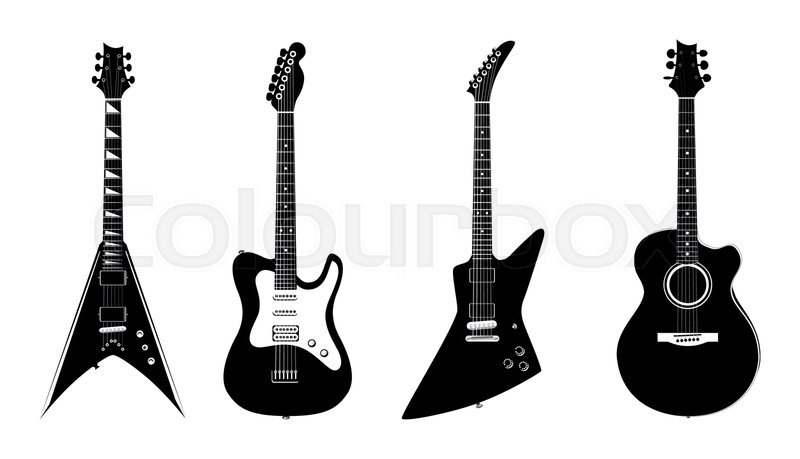 800x459 Vector Silhouettes Of Acoustic Guitar Stock Vector Colourbox